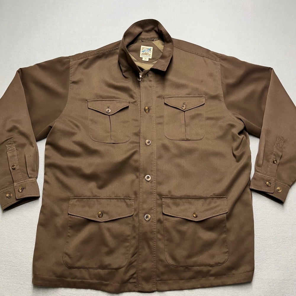 VTG Travelsmith Mens chore Coat 2XL Brown Poly Utility Field Jacket Style 600